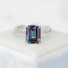 Load image into Gallery viewer, 2 Carat Alexandrite Emerald Cut Halo White Gold Engagement Ring