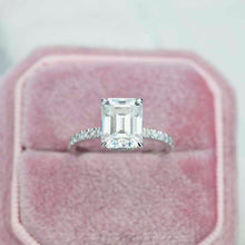 Load image into Gallery viewer, 3 Carat Giliarto Emerald Cut Moissanite Hidden Halo Engagement Ring
