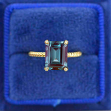 Load image into Gallery viewer, 3Ct Alexandrite Engagement Ring, Radiant Cut Alexandrite Yellow Gold Engagement Ring