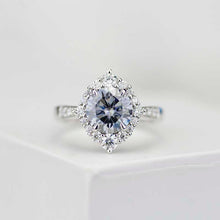 Load image into Gallery viewer, 2 Carat Round Grey Gray Giliarto Moissanite Halo Gold Engagement Ring