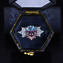Load image into Gallery viewer, 2 Carat Pear Shaped Alexandrite Engagement Ring. Vintage Unique Marquise Cut Cluster Engagement Ring