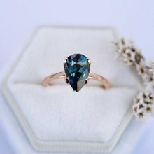 Load image into Gallery viewer, 3 Carat Pear Shaped Teal Sapphire Engagement Ring