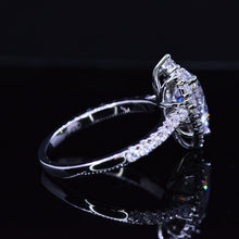 Load image into Gallery viewer, 14K Solid White Gold 3 Carat Halo Pear Cut Moissanite Ring