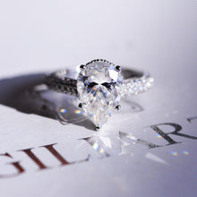 Load image into Gallery viewer, 4 Carat Pear Cut Giliarto Moissanite Hidden Halo Engagement Ring