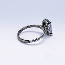 Load image into Gallery viewer, 4ct Radiant Cut Aquamarine Black Gold Engagement Ring