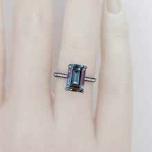 Load image into Gallery viewer, 4ct Emerald Cut Alexandrite Black Gold Engagement Ring