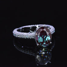 Load image into Gallery viewer, Luxury 3 Carat Oval Alexandrite Hidden Halo Gold Engagement Ring