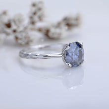 Load image into Gallery viewer, 2 Carat Dark Gray Blue Moissanite Celtic 14K White Gold Engagement Ring