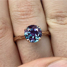 Load image into Gallery viewer, 2 Carat Alexandrite Leaf Engagement Ring Rose Gold Floral Twig Ring