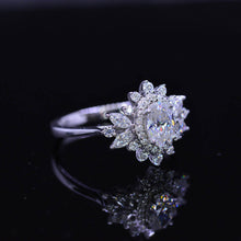 Load image into Gallery viewer, 14K White Gold 1 Carat Oval Snowflake Halo Engagement Ring