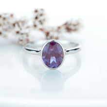 Load image into Gallery viewer, 3 Carat Oval Alexandrite  Bezel Set  Engagement Ring