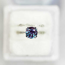 Load image into Gallery viewer, 3 Carat Alexandrite Engagement Eternity Gold Ring Set