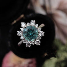 Load image into Gallery viewer, Snowflake Teal Sapphire Ring