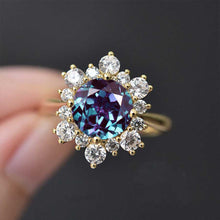 Load image into Gallery viewer, 2 Carat Snowflake Alexandrite 14K White Gold Ring