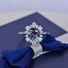 Load image into Gallery viewer, 2 Carat Snowflake Alexandrite with Aquamarine Halo 14K White Gold Ring