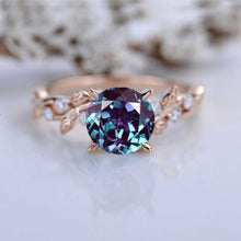 Load image into Gallery viewer, 2 Carat Round Brilliant Cut Alexandrite Floral Rose Gold Engagement Ring