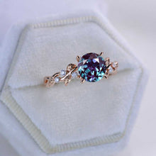 Load image into Gallery viewer, 2 Carat Round Brilliant Cut Alexandrite Floral Yellow Gold Engagement Ring