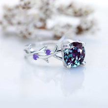 Load image into Gallery viewer, 2 Carat Alexandritet Twig Floral White Gold Engagement Ring