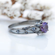 Load image into Gallery viewer, 14K Black Gold Alexandrite Celtic Engagement Ring