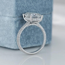 Load image into Gallery viewer, 4 Carat Giliarto Emerald Cut Moissanite Hidden Halo Engagement Ring