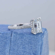 Load image into Gallery viewer, 4 Carat Giliarto Emerald Cut Moissanite Hidden Halo Engagement Ring