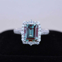 Load image into Gallery viewer, 4Ct Alexandrite Engagement Ring Halo Radiant Cut Alexandrite Engagement Ring