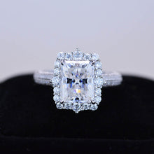 Load image into Gallery viewer, 3Ct Moissanite Engagement Ring Halo Radiant Cut Moissanite Engagement Ring