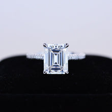 Load image into Gallery viewer, 4 Carat Giliarto Emerald Cut Moissanite Hidden Halo Engagement Ring