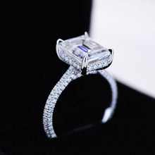 Load image into Gallery viewer, 4 Carat Giliarto Emerald Cut Moissanite Hidden Halo Engagement Ring