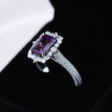 Load image into Gallery viewer, 3Ct Alexandrite Engagement Ring Halo Emerald Step Cut Alexandrite  Engagement Ring