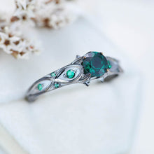 Load image into Gallery viewer, 14K Black Gold Emerald Celtic Engagement Ring