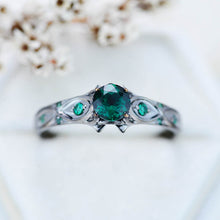 Load image into Gallery viewer, 14K Black Gold Emerald Celtic Engagement Ring