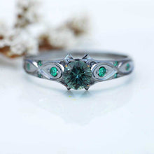 Load image into Gallery viewer, 14K Black Gold Teal Sapphire Celtic Engagement Ring