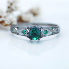 Load image into Gallery viewer, 14K Black Gold Emerald Celtic Engagement Ring