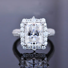 Load image into Gallery viewer, 3Ct Moissanite Engagement Ring Halo Radiant Cut Moissanite Engagement Ring
