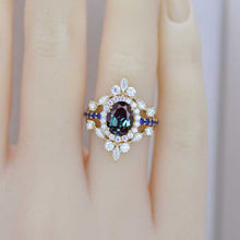 Load image into Gallery viewer, 2 Carat Oval Alexandrite Diamond Sapphire Halo Engagement Gold Ring (Copy)