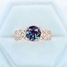 Load image into Gallery viewer, 2 Carat Alexandrite Ring Round Cut Rose Gold Ring July Birthstone Ring Engagement Ring
