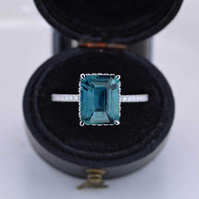 Load image into Gallery viewer, 4 Carat Giliarto Radiant Cut Teal Sapphire Double Hidden Halo Engagement Ring