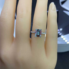 Load image into Gallery viewer, Luxury 3 Carat Radiant Cut Alexandrite Hidden Halo Engagement 14K White Gold Ring