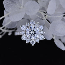 Load image into Gallery viewer, 2 Carat Round Moissanite Snowflake Halo Engagement Ring. Victorian 14K White Gold Ring
