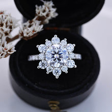 Load image into Gallery viewer, 2 Carat Round Moissanite Snowflake Halo Engagement Ring. Victorian 14K White Gold Ring