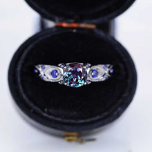 Load image into Gallery viewer, 14K Black Gold Platinum Alexandrite Celtic Engagement Ring