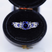 Load image into Gallery viewer, 14K Black Gold Platinum Sapphire Celtic Engagement Ring