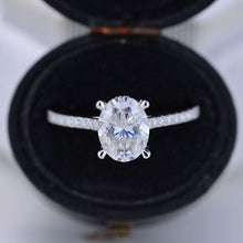 Load image into Gallery viewer, 3 Carat Carat Oval Moissanite Ring, Hidden Halo Gold Engagement Ring