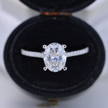 Load image into Gallery viewer, 3 Carat Carat Oval Moissanite Ring, Hidden Halo Gold Engagement Ring