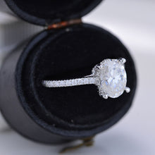 Load image into Gallery viewer, 3 Carat Carat Oval Moissanite Ring, Hidden Halo Gold Engagement Ring