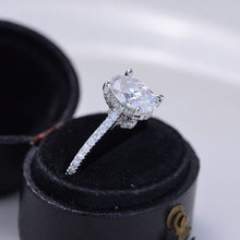 Load image into Gallery viewer, 3 Carat Carat Oval Moissanite Ring, Hidden Halo Gold Engagement Ring