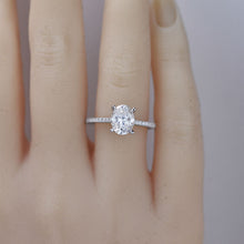 Load image into Gallery viewer, 3 Carat Carat Oval Moissanite Ring, Hidden Halo Gold Engagement Ring