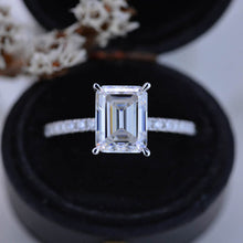 Load image into Gallery viewer, 2 Carat Giliarto Emerald Cut Moissanite Hidden Halo Engagement Ring