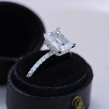 Load image into Gallery viewer, 3 Carat Giliarto Emerald Cut Moissanite Hidden Halo Engagement Ring